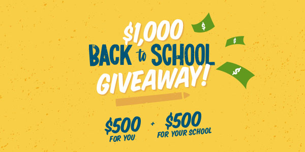 $1,000 Back to School Giveaway! Win $500 For You And Your School